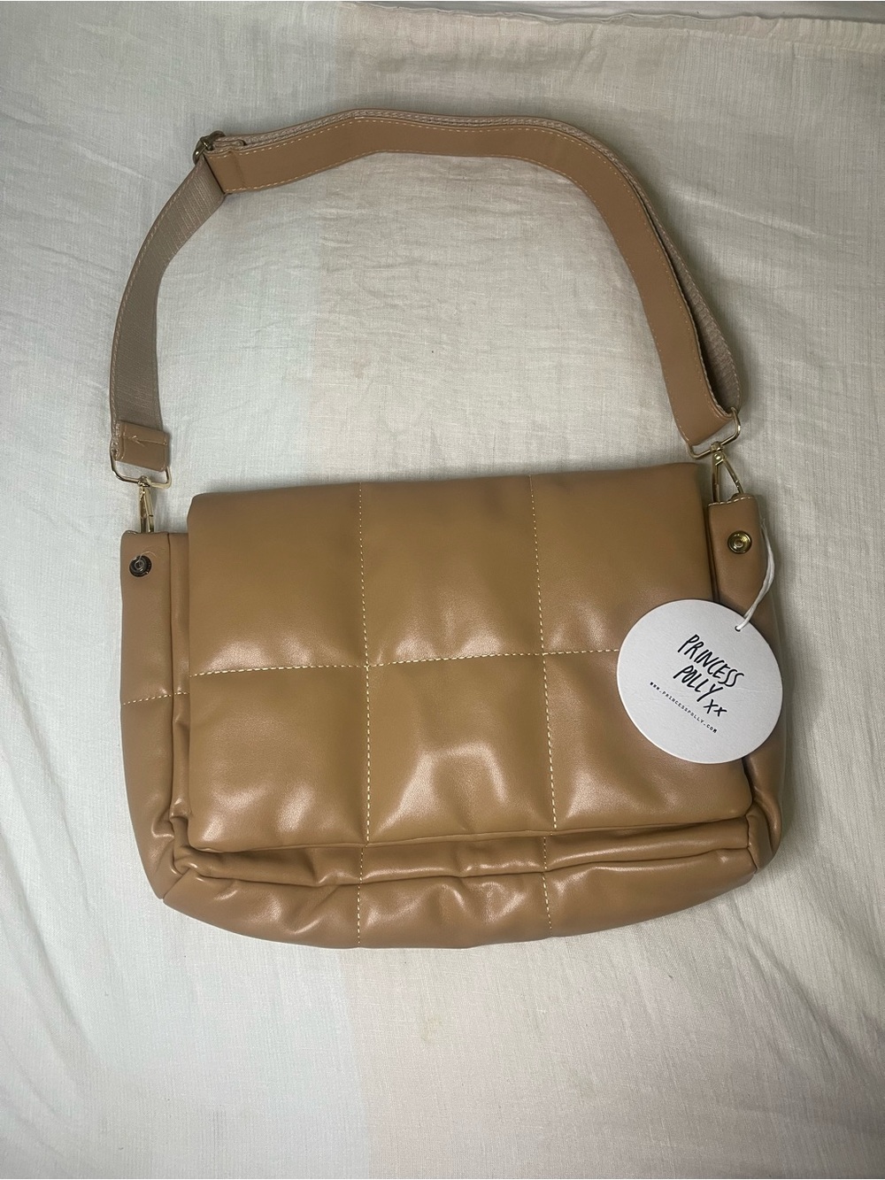 Princess Polly Camel Quilted Shoulder Bag